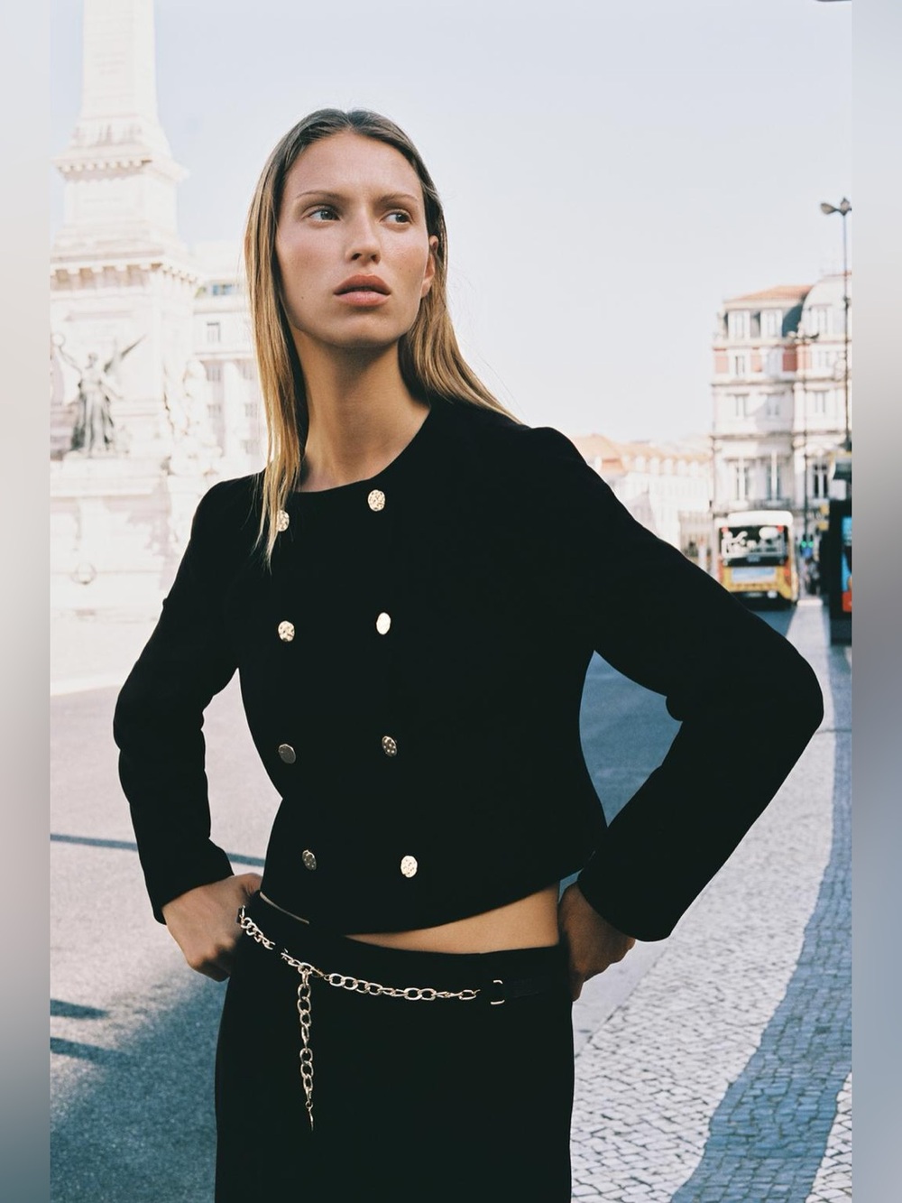 ZARA Black Double-Breasted Blazer, Cropped Jacket XL NWT